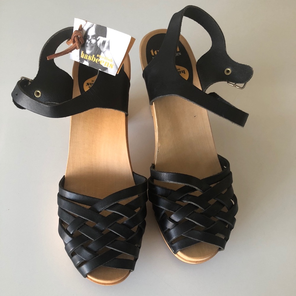 Unworn Black Swedish Hasbeens (Braided Sky High)